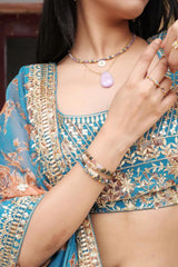 Ginandger Nandini Indian Agate Quartz Moonstones Bracelet