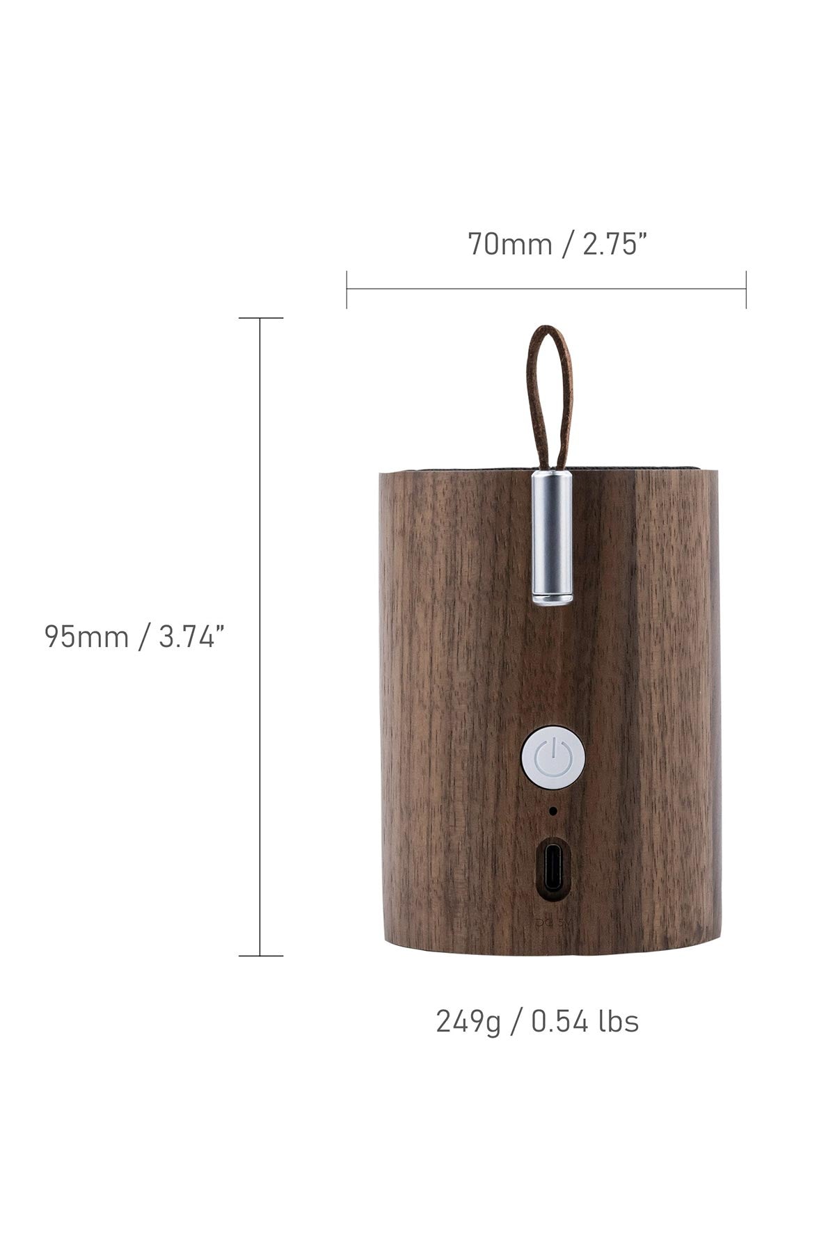 Gingko Design Drum Light Bluetooth Speaker | Natural Walnut Wood