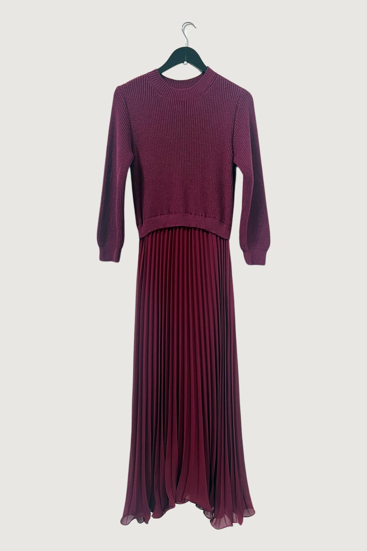 Mia Strada London Glamour Two In One Pleated Maxi Dress In Burgundy