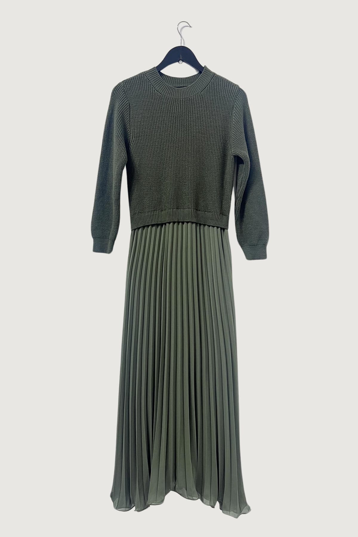 Mia Strada London Glamour Two In One Pleated Maxi Dress In Khaki