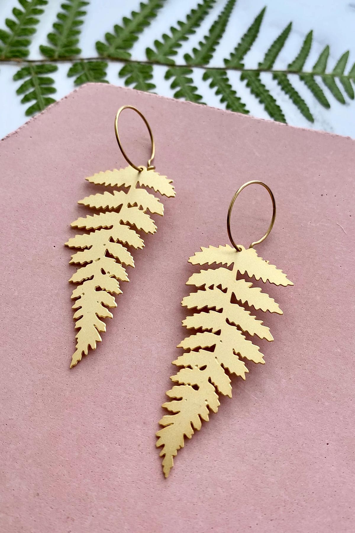 Mica Peet Gold Fern Hoop Earrings