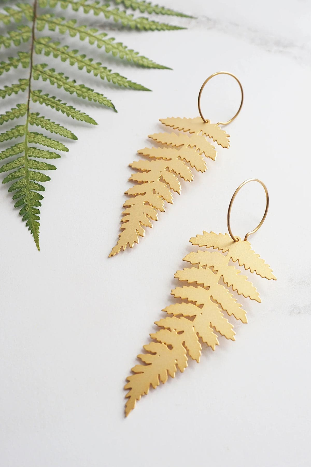 Mica Peet Gold Fern Hoop Earrings