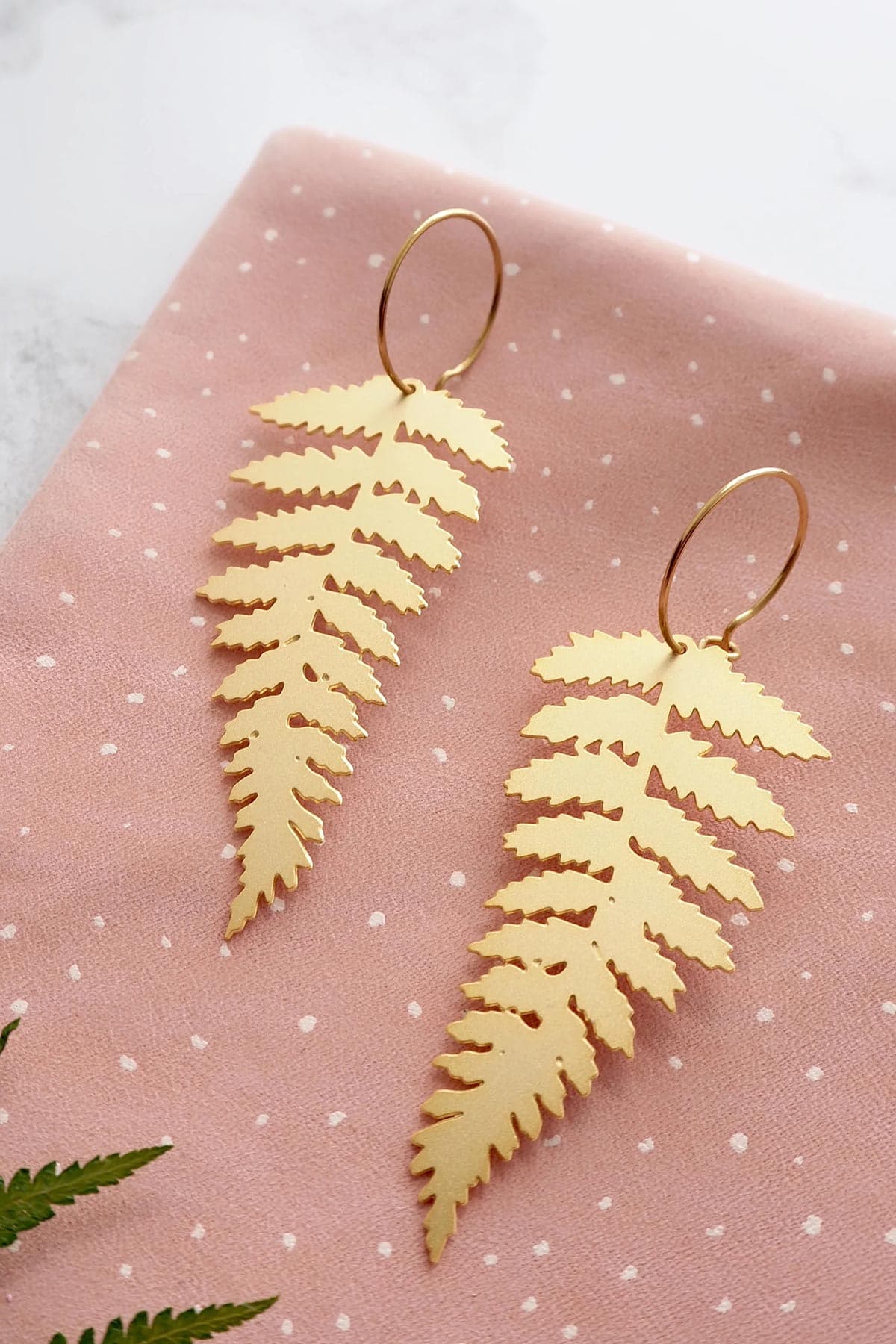 Mica Peet Gold Fern Hoop Earrings