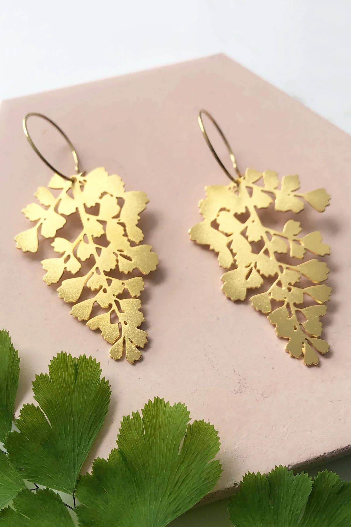 Mica Peet Gold Maidenhair Fern Hoop Earrings