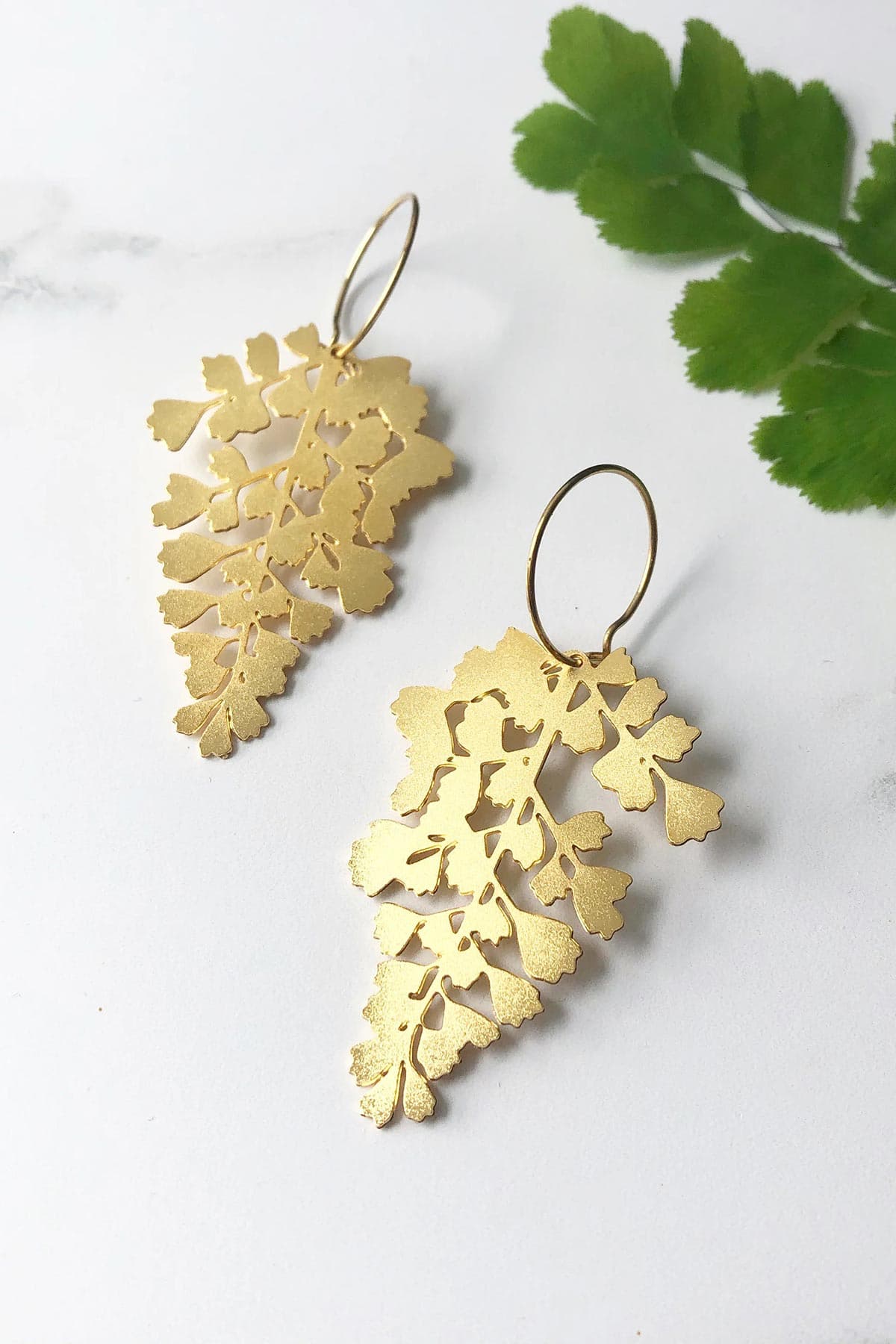 Mica Peet Gold Maidenhair Fern Hoop Earrings