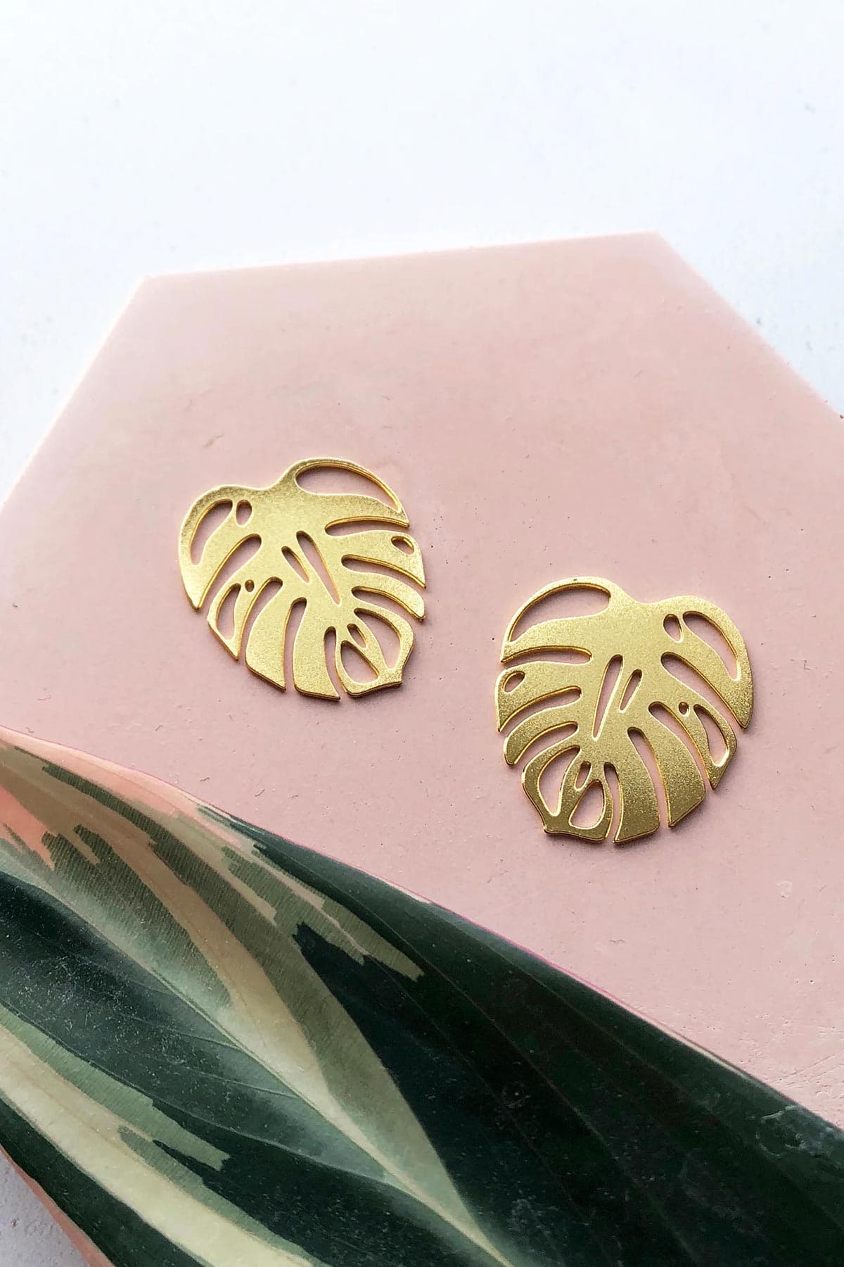 Mica Peet Gold Monstera Stud Earrings