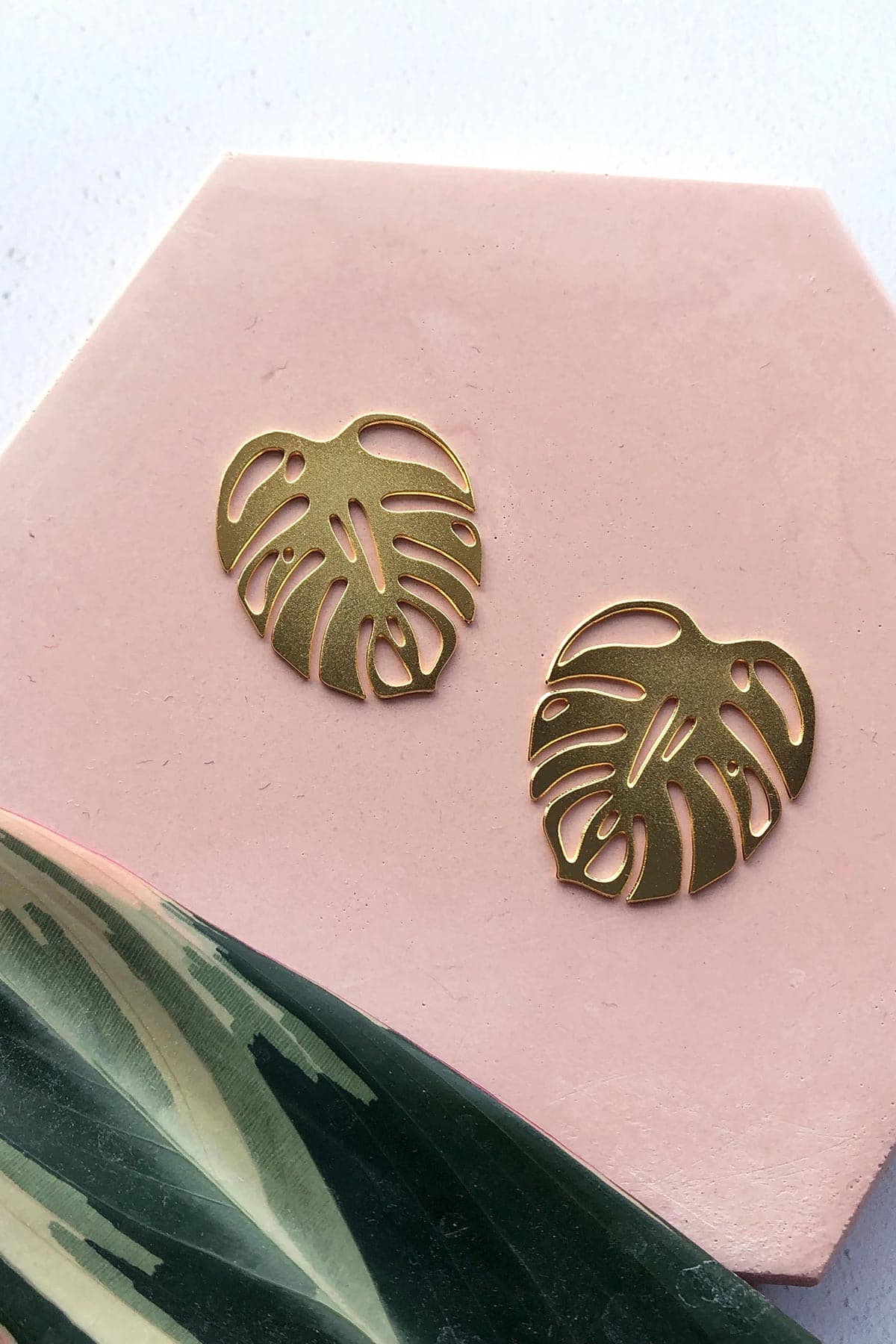 Mica Peet Gold Monstera Stud Earrings