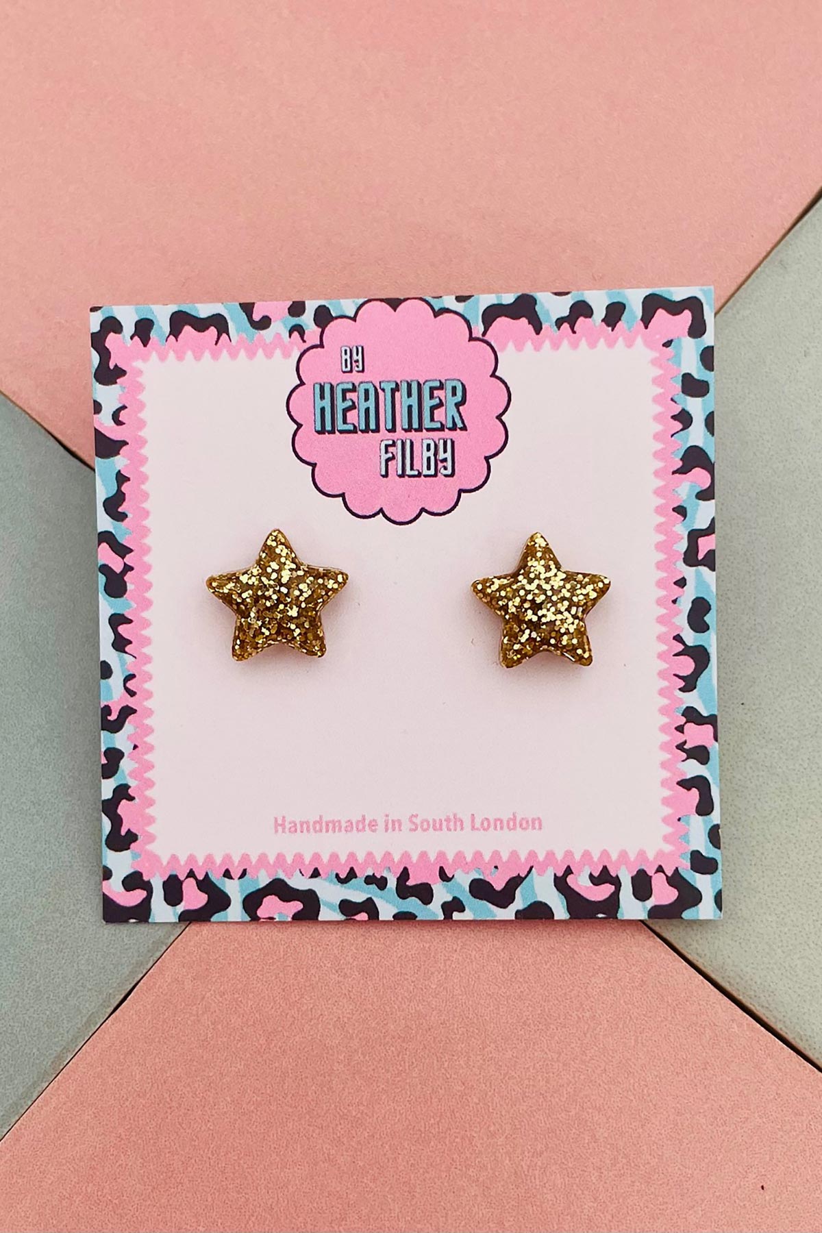 By Heather Filby Gold Star Glitter Stud Earrings