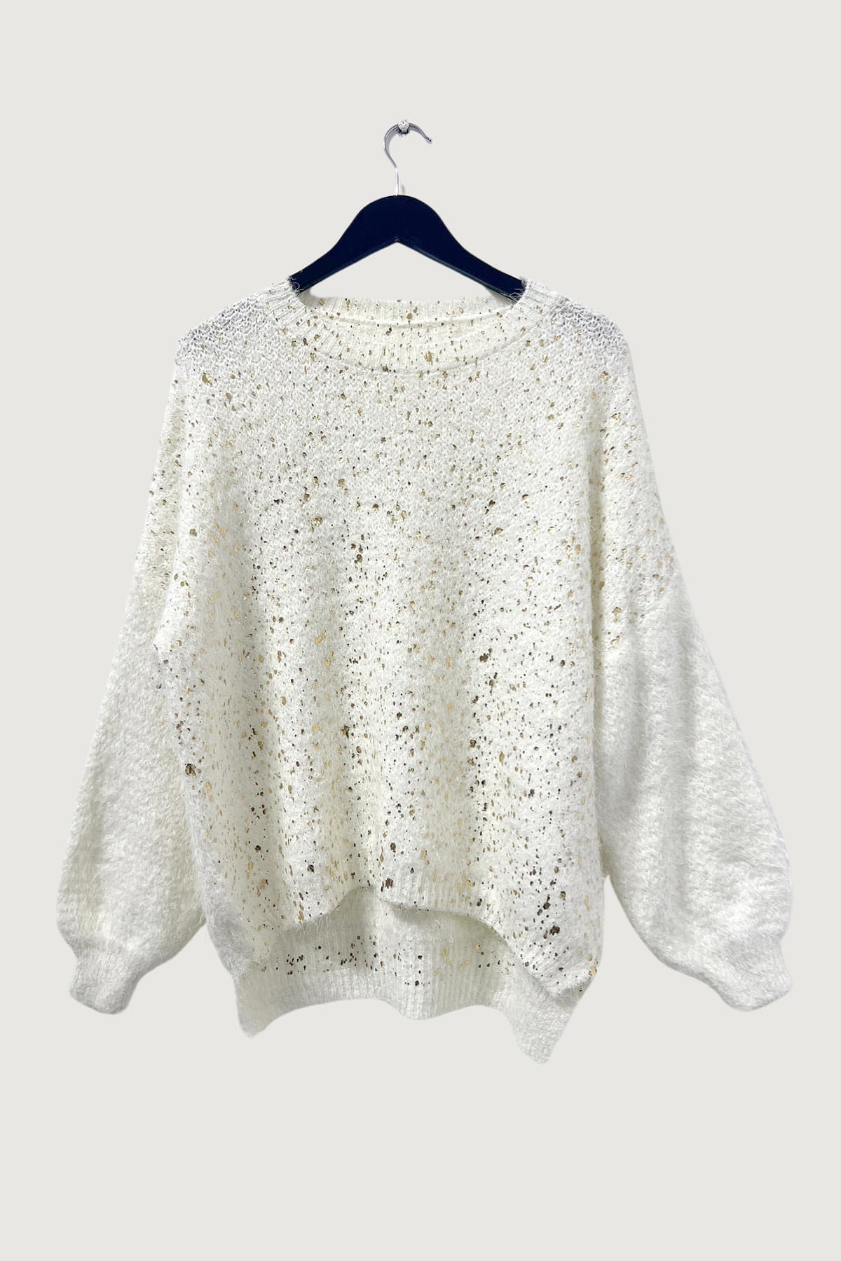 Mia Strada London Golden Speckles Fluffy Jumper In White