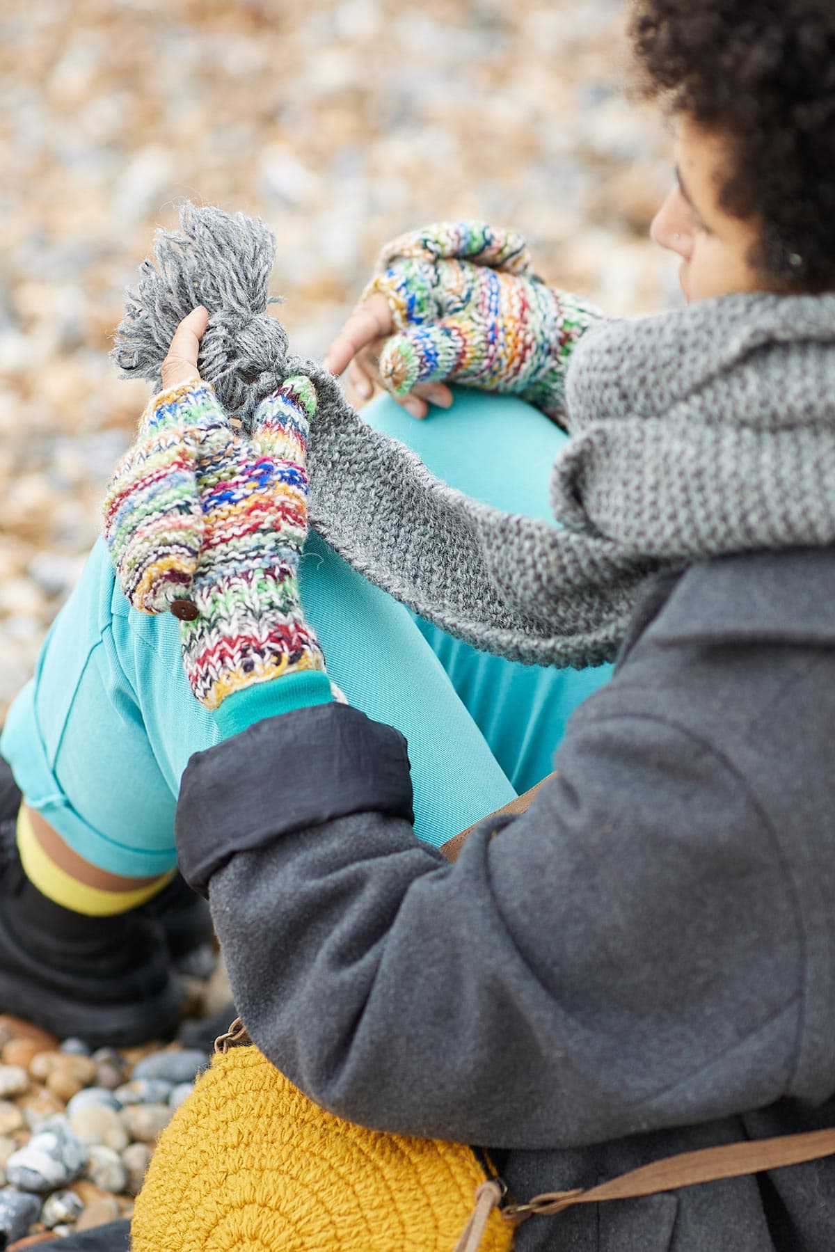 Aura Que Gopan Mitten Fingerless Gloves Eco Repurposed Wool