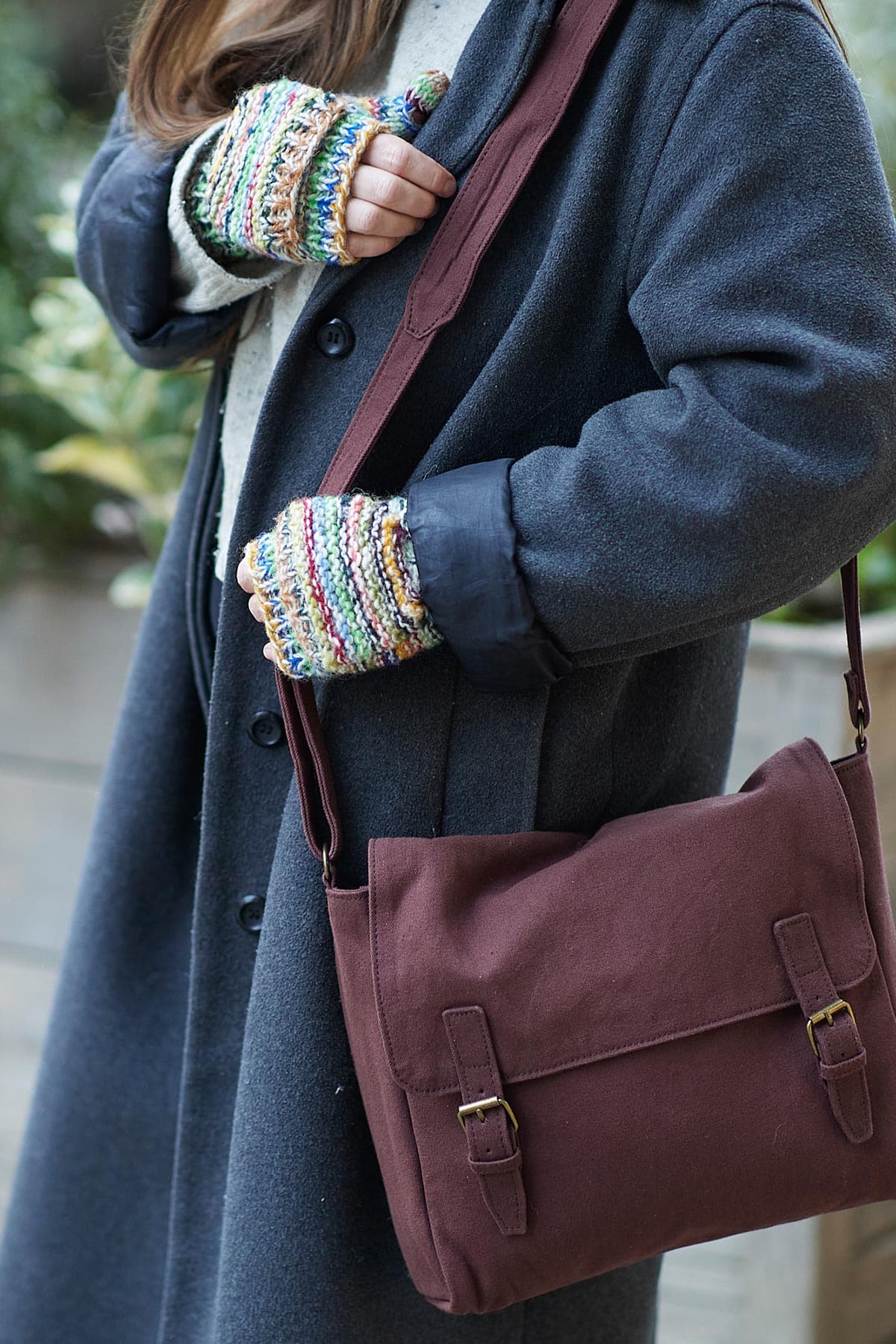 Aura Que Gopan Mitten Fingerless Gloves Eco Repurposed Wool