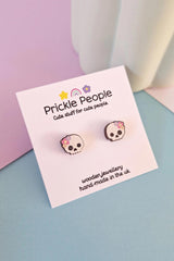 Prickle People Halloween Skull Flower Wooden Stud Earrings