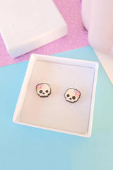 Prickle People Halloween Skull Flower Wooden Stud Earrings