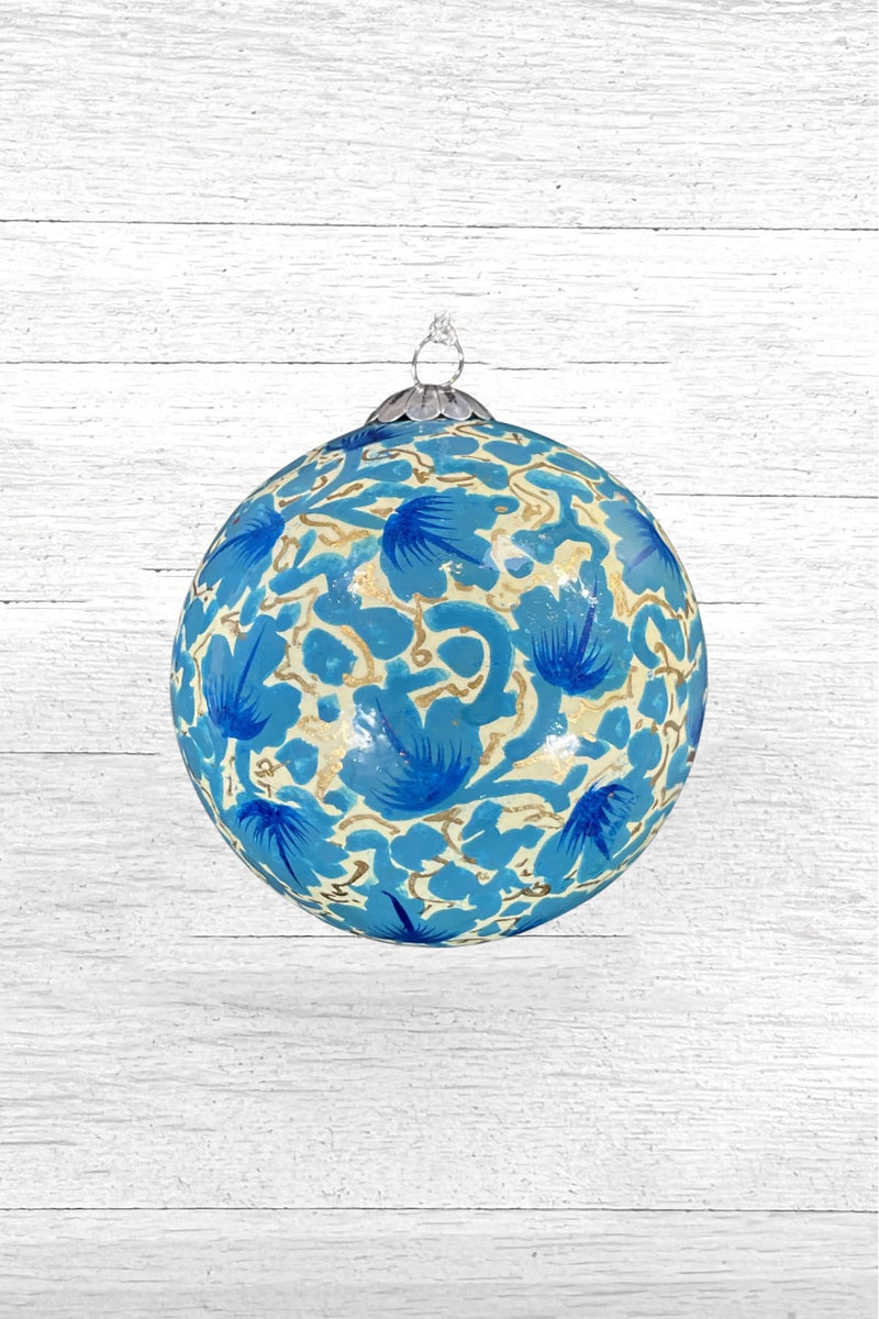 Honest Handcrafted Paper Mache Baubles Chinar Leaves Blue