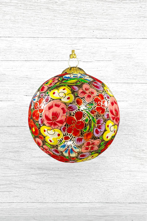 Honest Handcrafted Paper Mache Baubles Christmas Roses