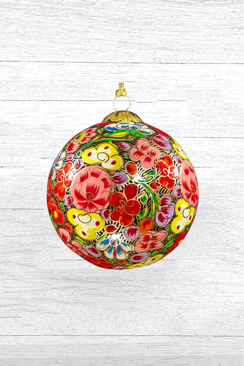 Honest Handcrafted Paper Mache Baubles Christmas Roses