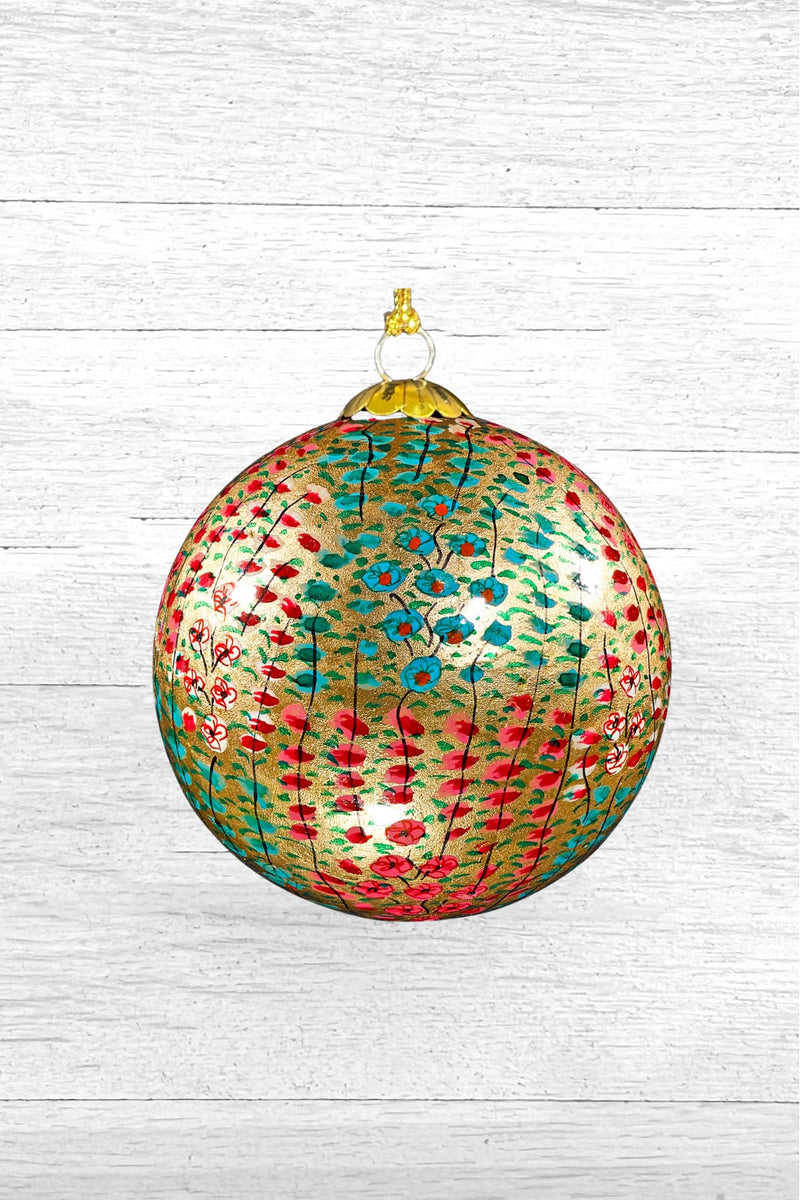 Honest Handcrafted Paper Mache Baubles Golden Hazara