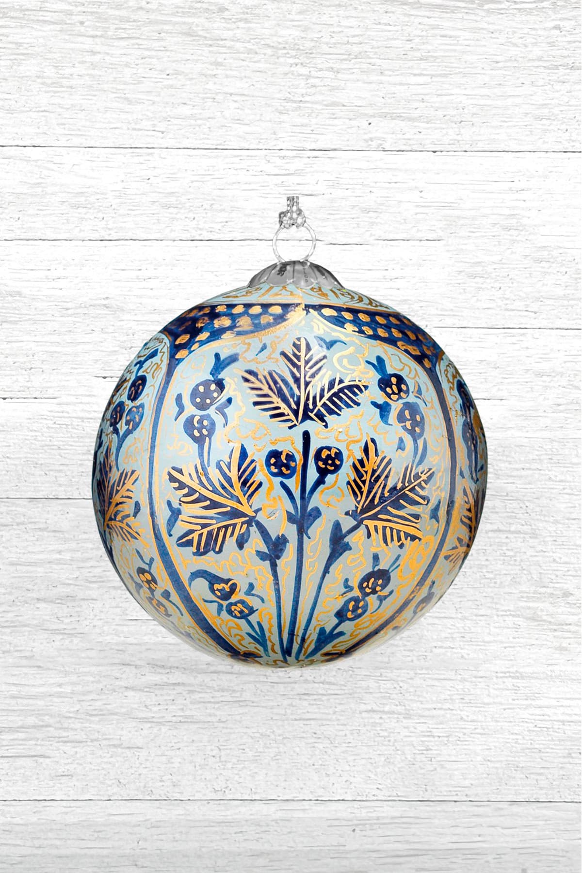 Honest Handcrafted Paper Mache Baubles White Chinar Temple