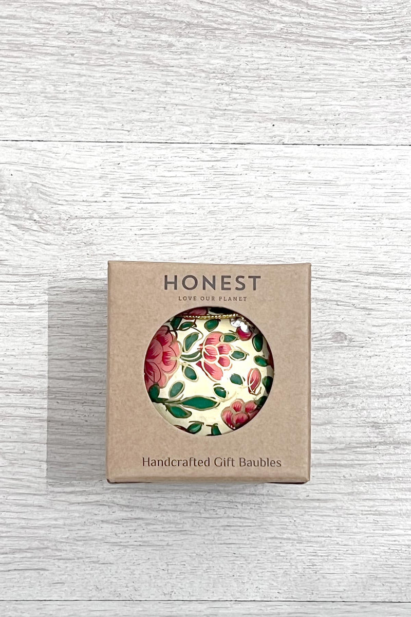 Honest Handcrafted Paper Mache Baubles Winter Roses