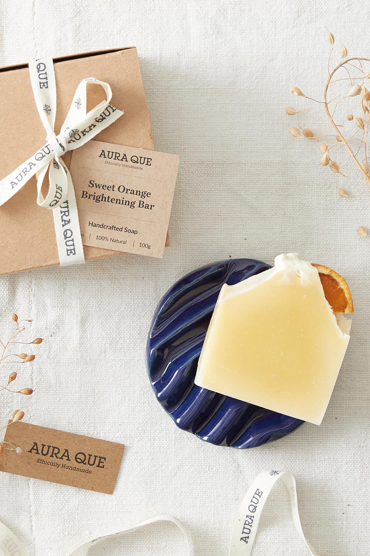 Auraque Handcrafted Sweet Orange Vitamin C Brightening Soap Bar