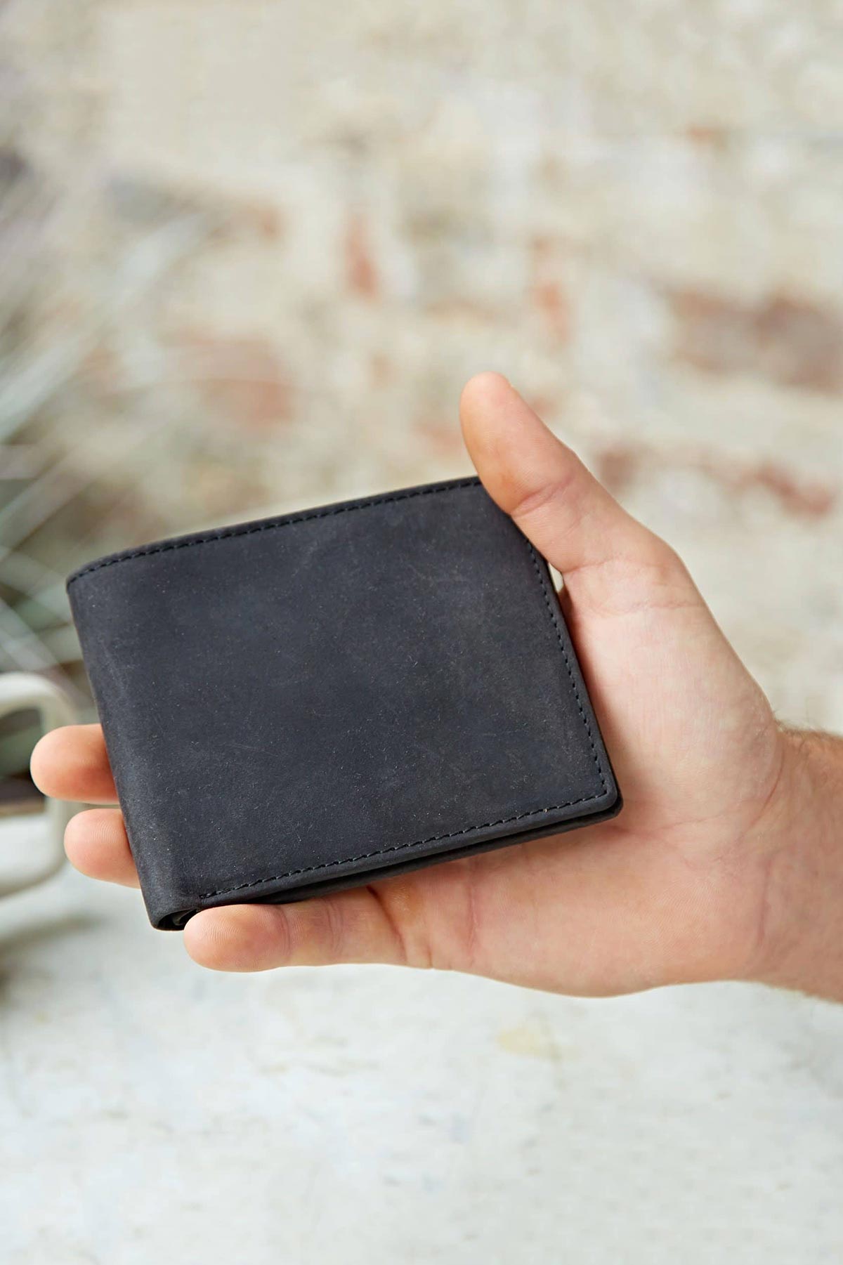 Paper High Handmade Buffalo Leather Black Wallet