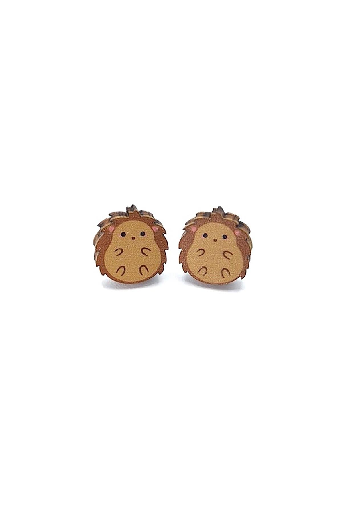 Prickle People Hedgehog Wooden Stud Earrings