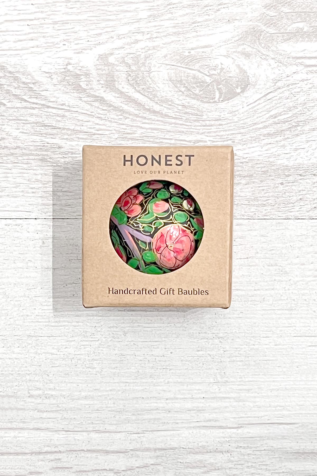 Honest Handcrafted Paper Mache Baubles Pink Roses