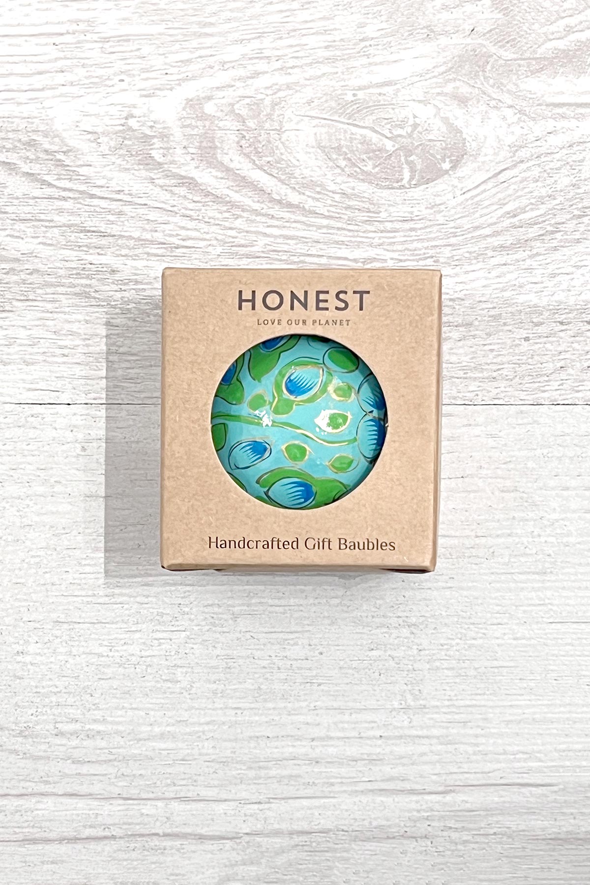 Honest Handcrafted Paper Mache Baubles Spring Greens