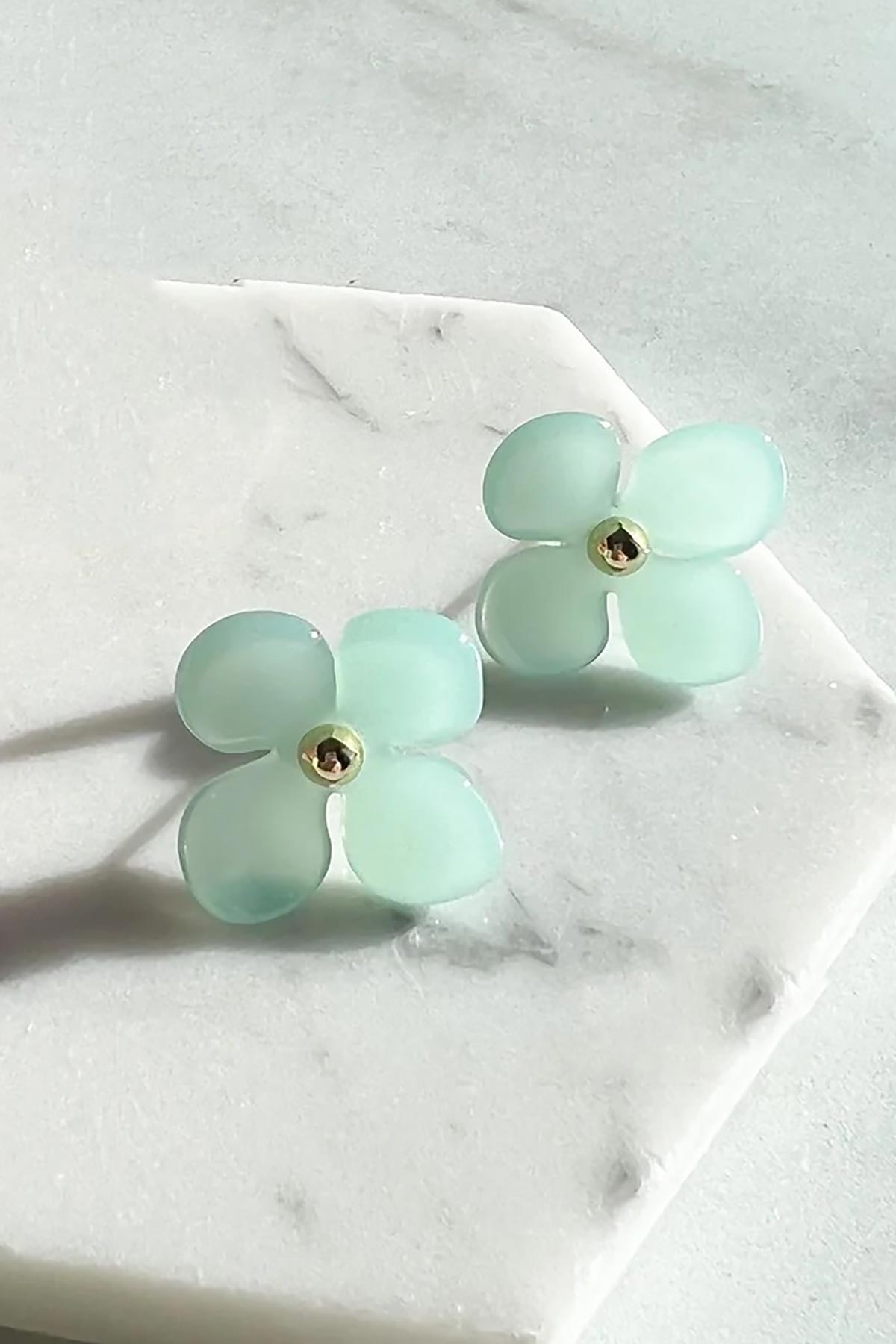 FennaAndFei Hydrangea Flower Studs Earrings In Jade