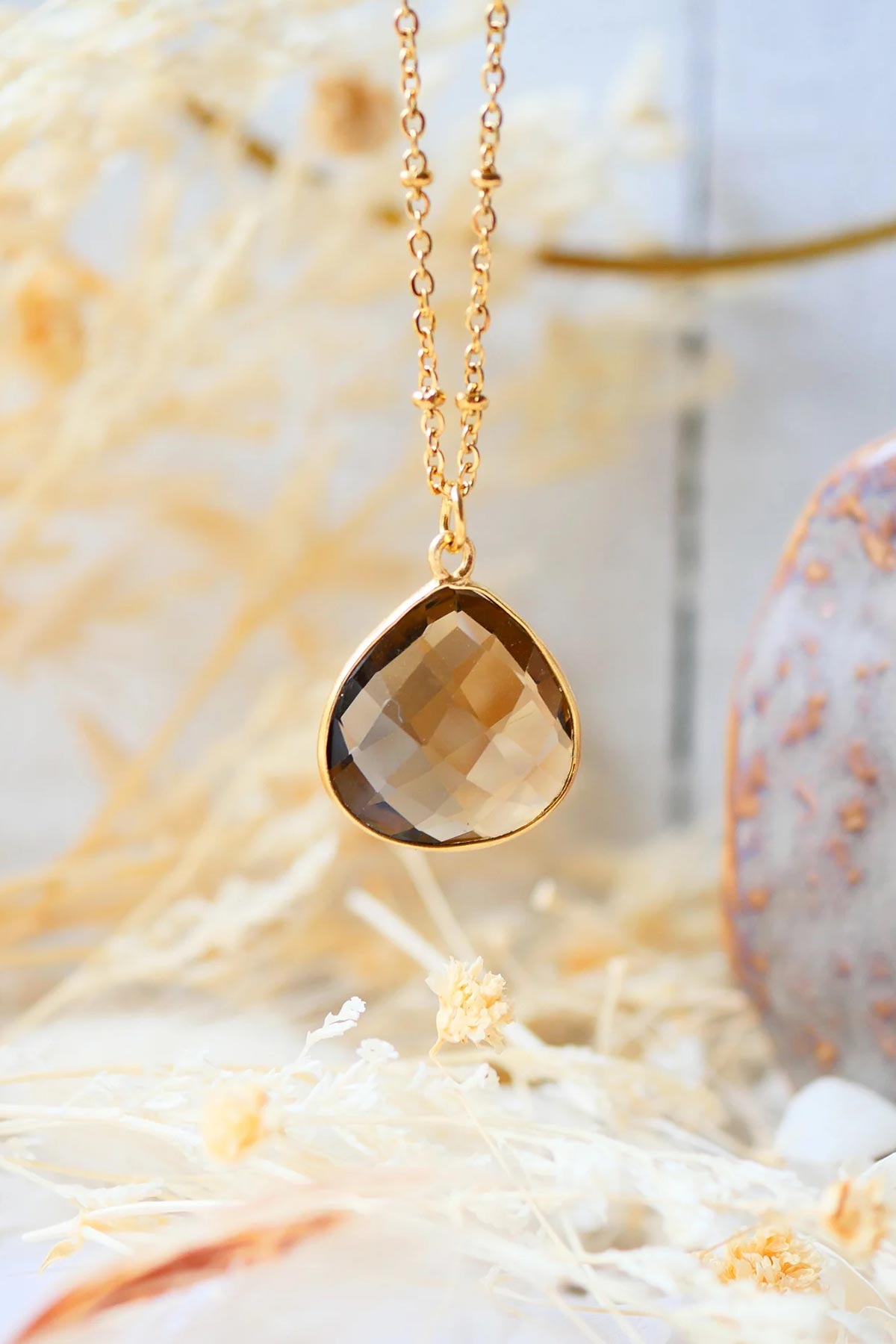 Ginandger Justine Necklace Smoked Quartz