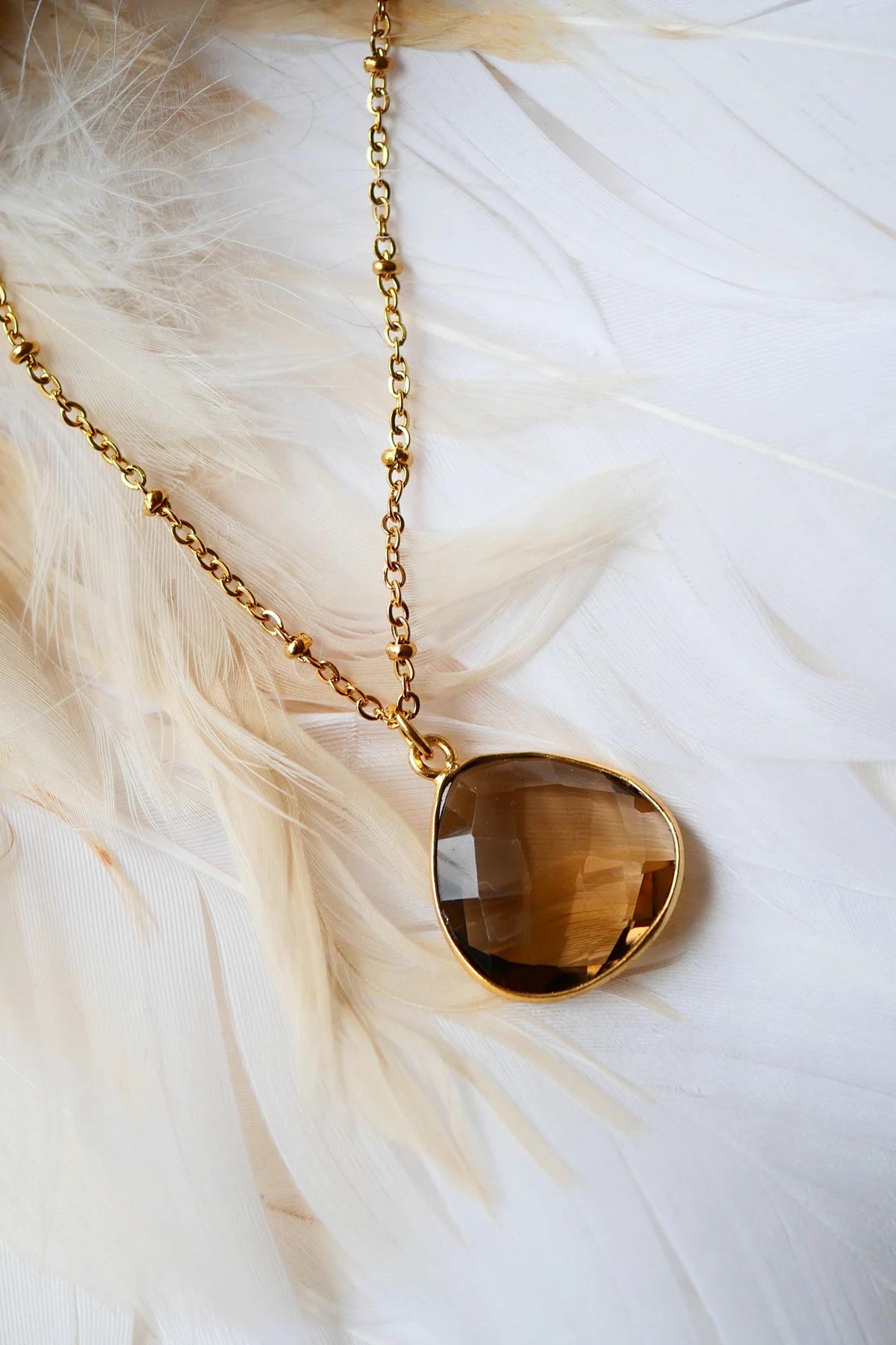 Ginandger Justine Necklace Smoked Quartz