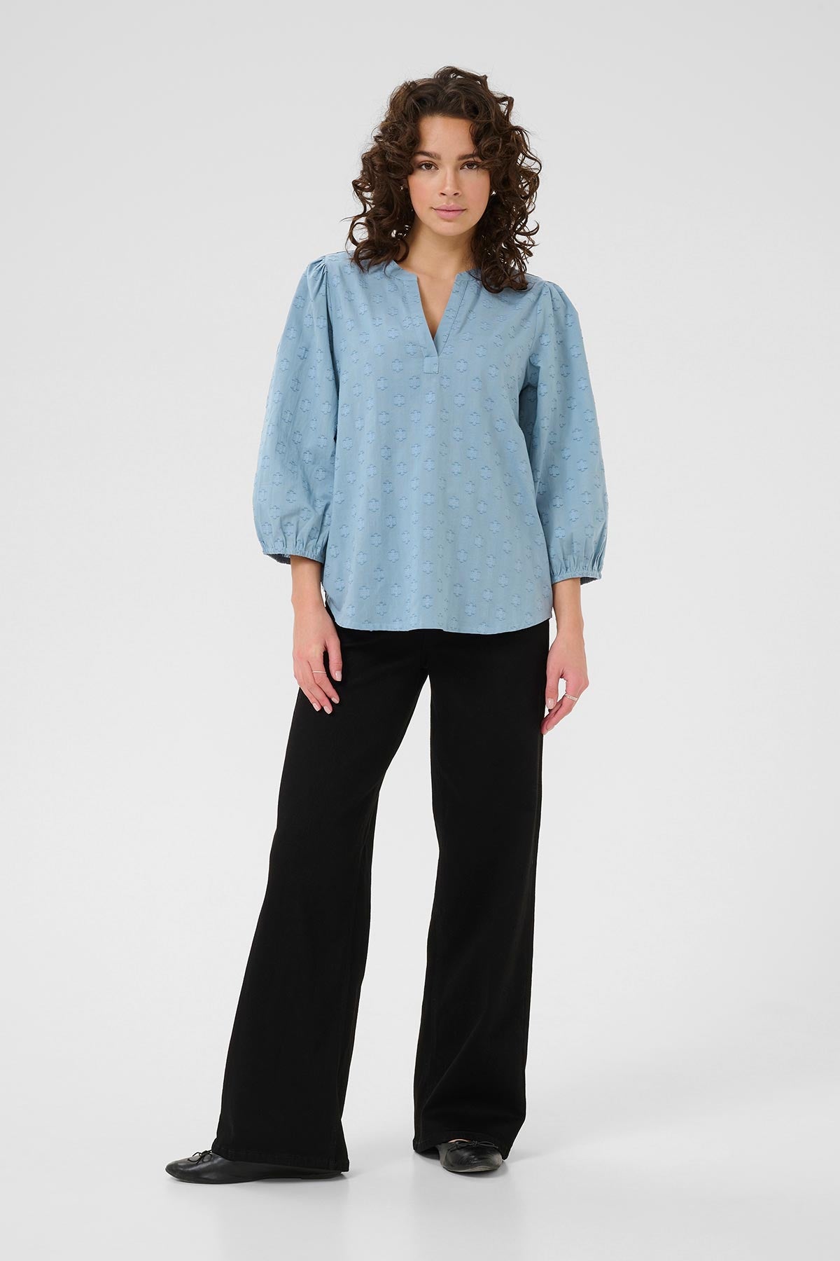 Kaffe KAenya Blouse In Windward Blue