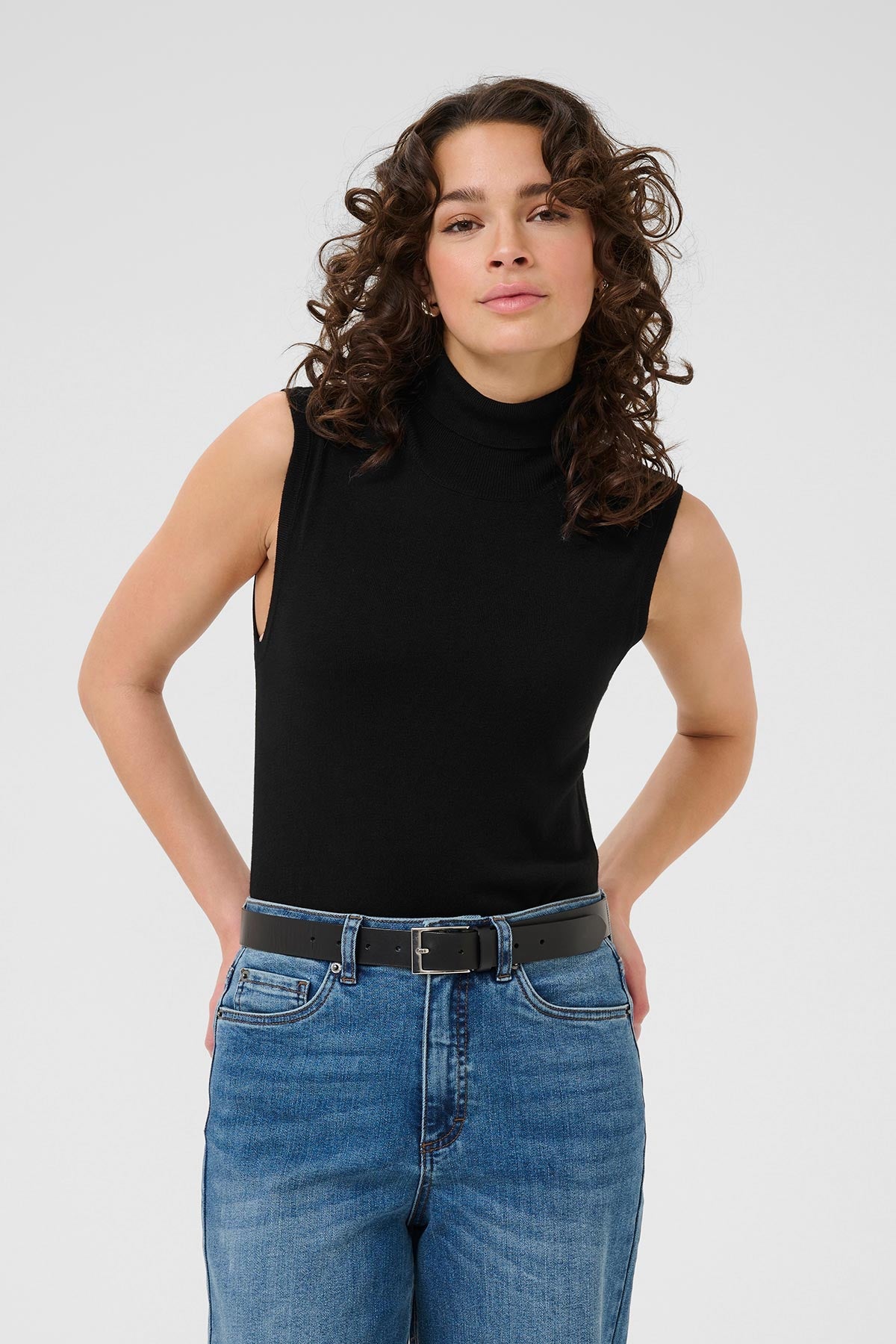 KAlizza Roll Neck Top In Black