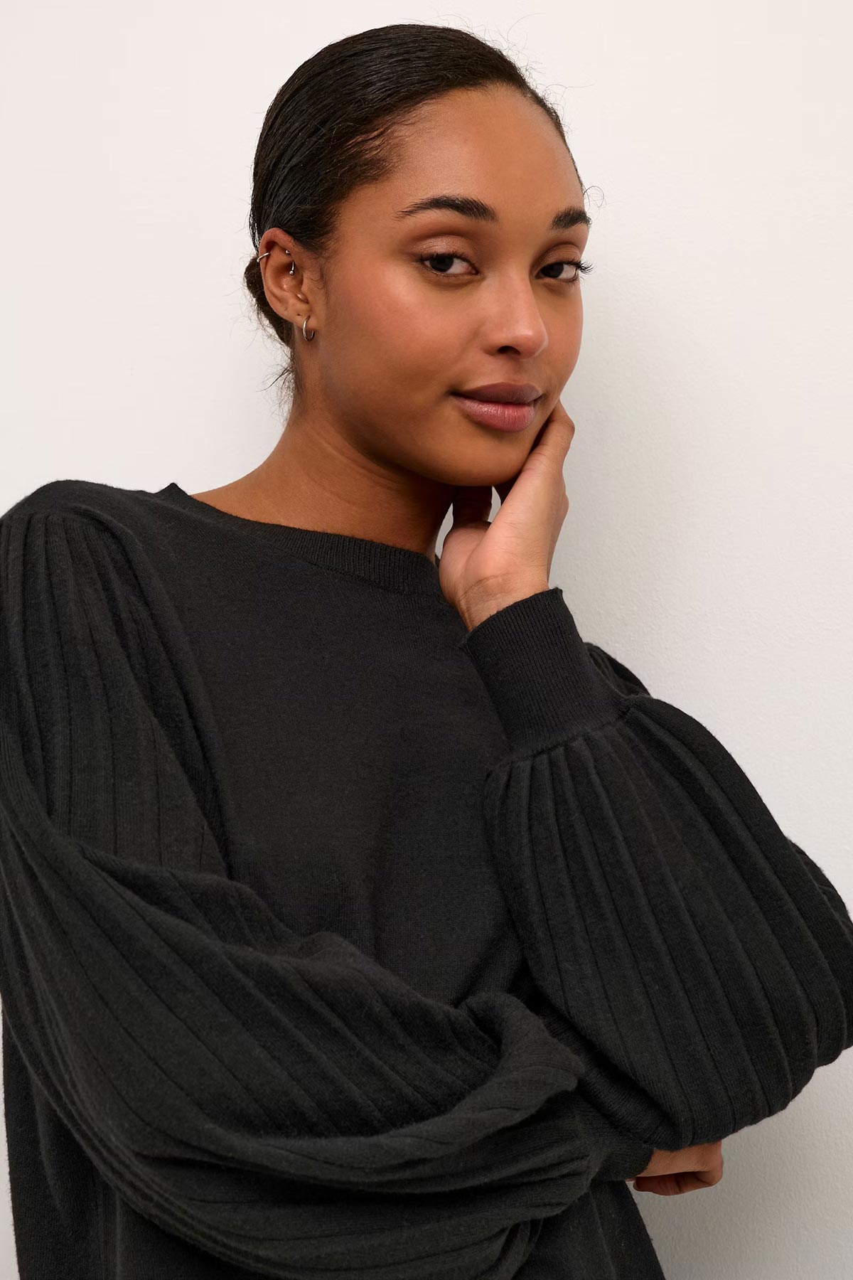 Kaffe KAlone Knit Pullover In Black