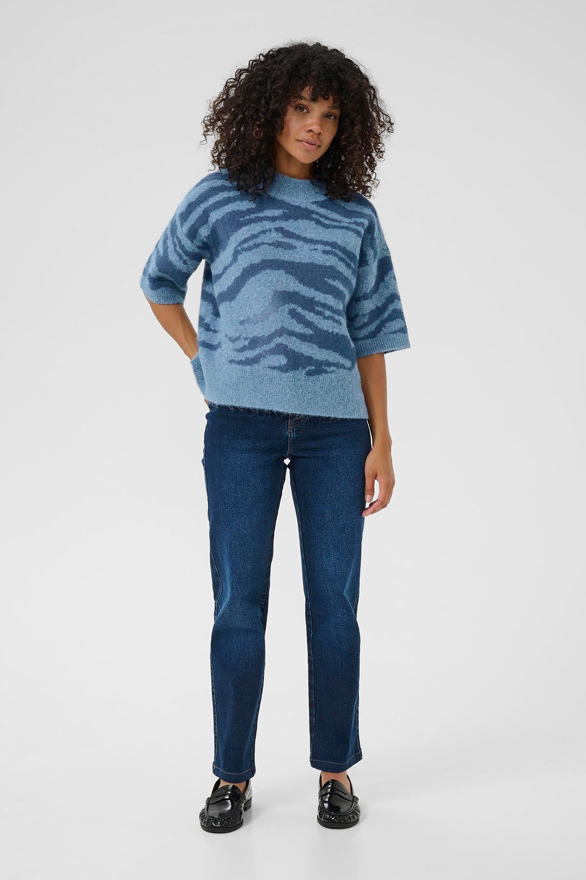 Kaffe KAsandra Pullover In Bering Sea Animal