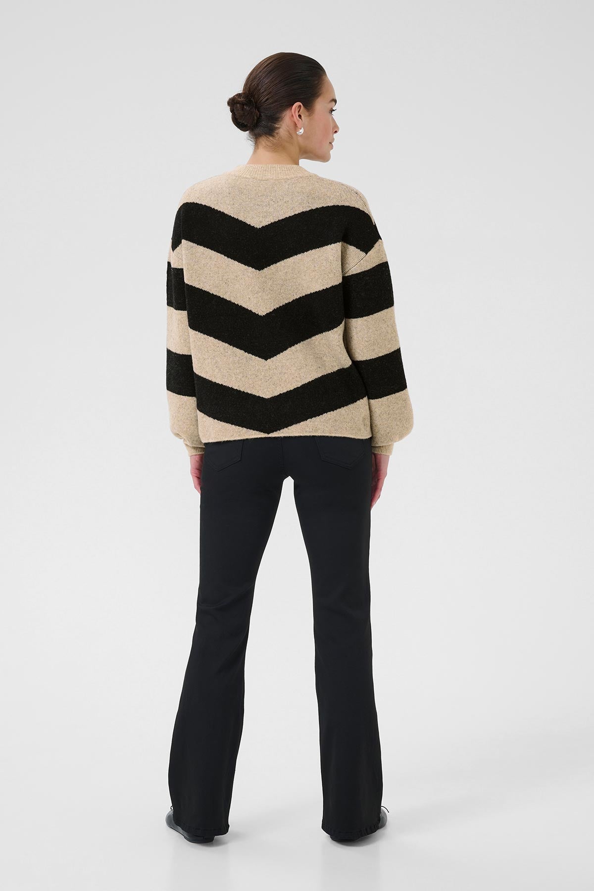 Kaffe KAverana Knit Pullover In Black Stripe