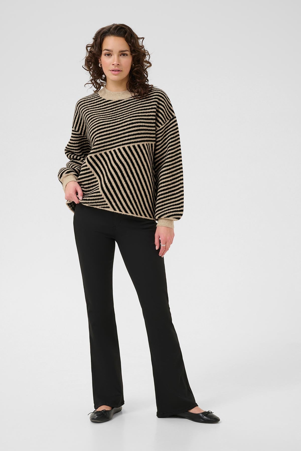 Kaffe KAverana Knit Pullover In Feather Gray Melange