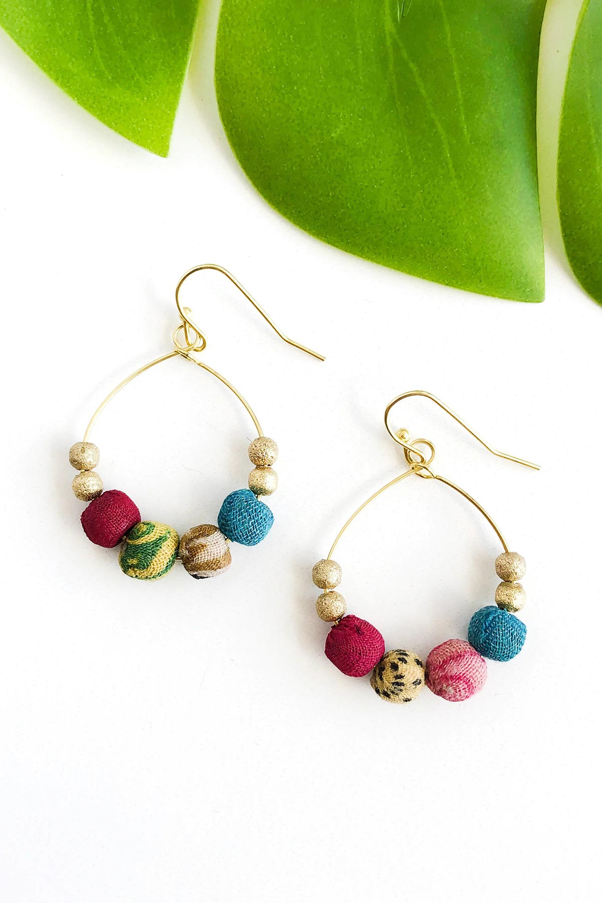 World Finds Kantha Petite Gilded Hoops