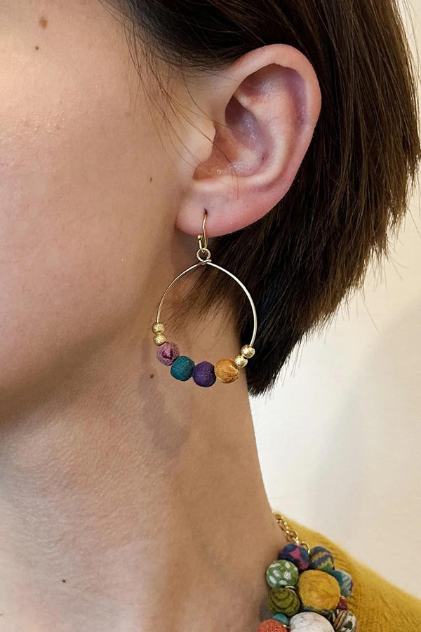 World Finds Kantha Petite Gilded Hoops