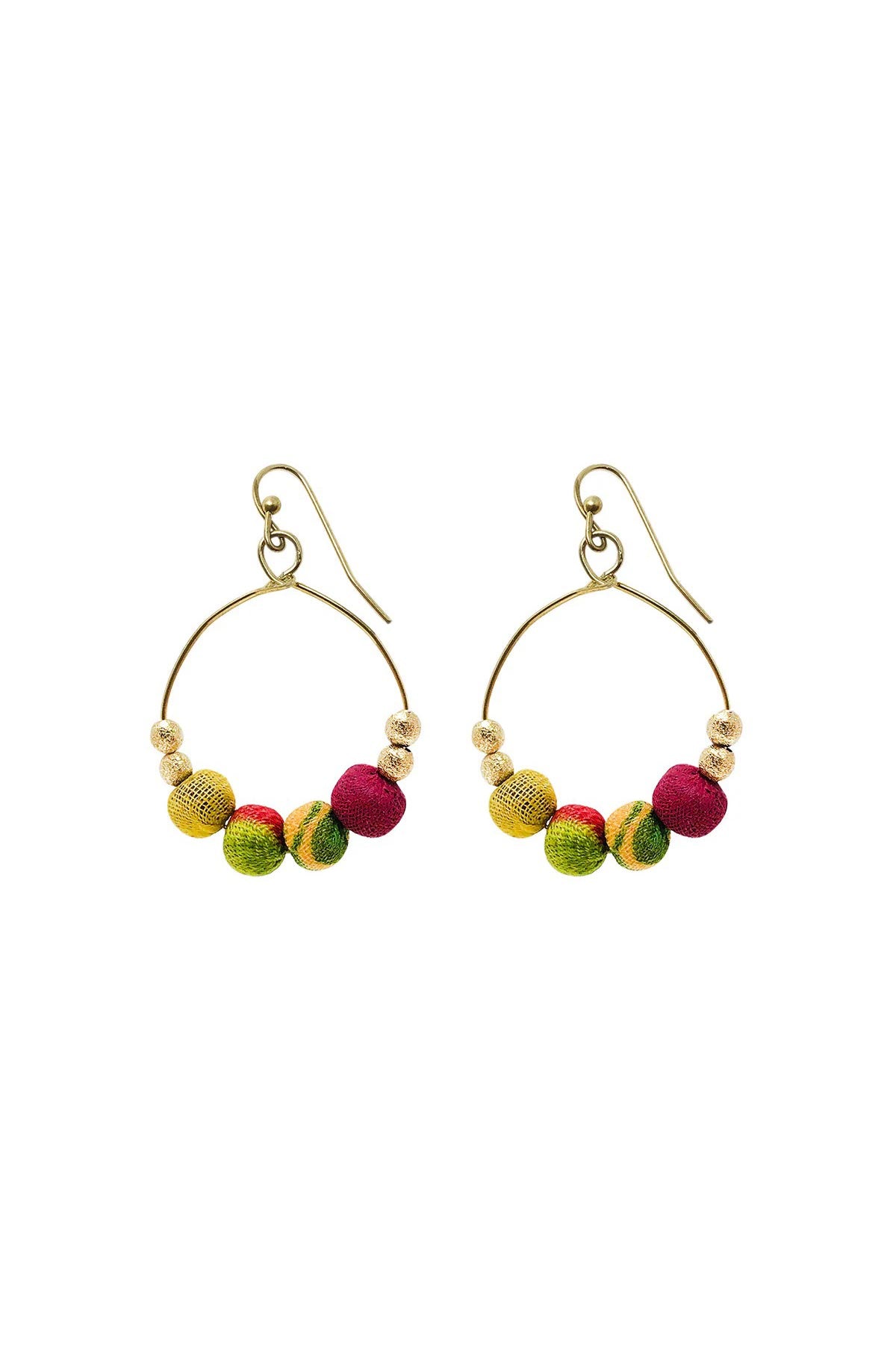 World Finds Kantha Petite Gilded Hoops