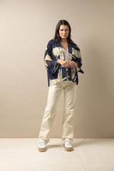 One Hundred Stars Stork Navy Kimono