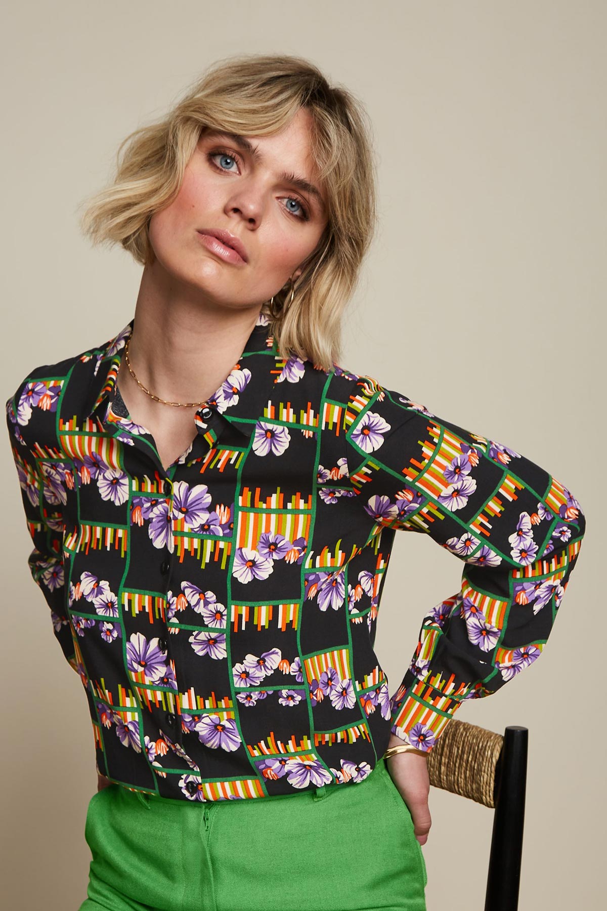 King Louie Maisie Blouse Rebelle In Black