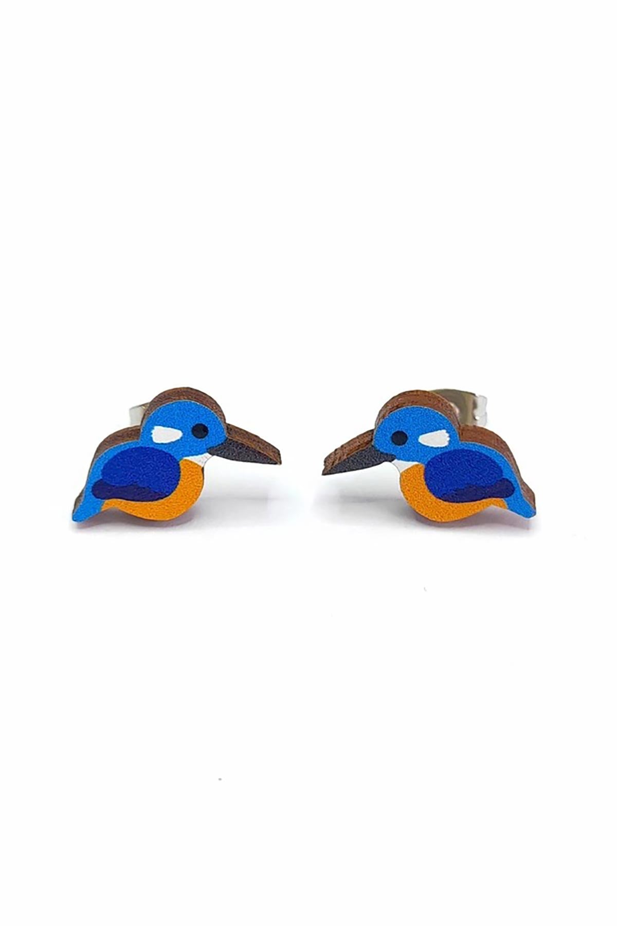 Prickle People Kingfisher Wooden Stud Earrings