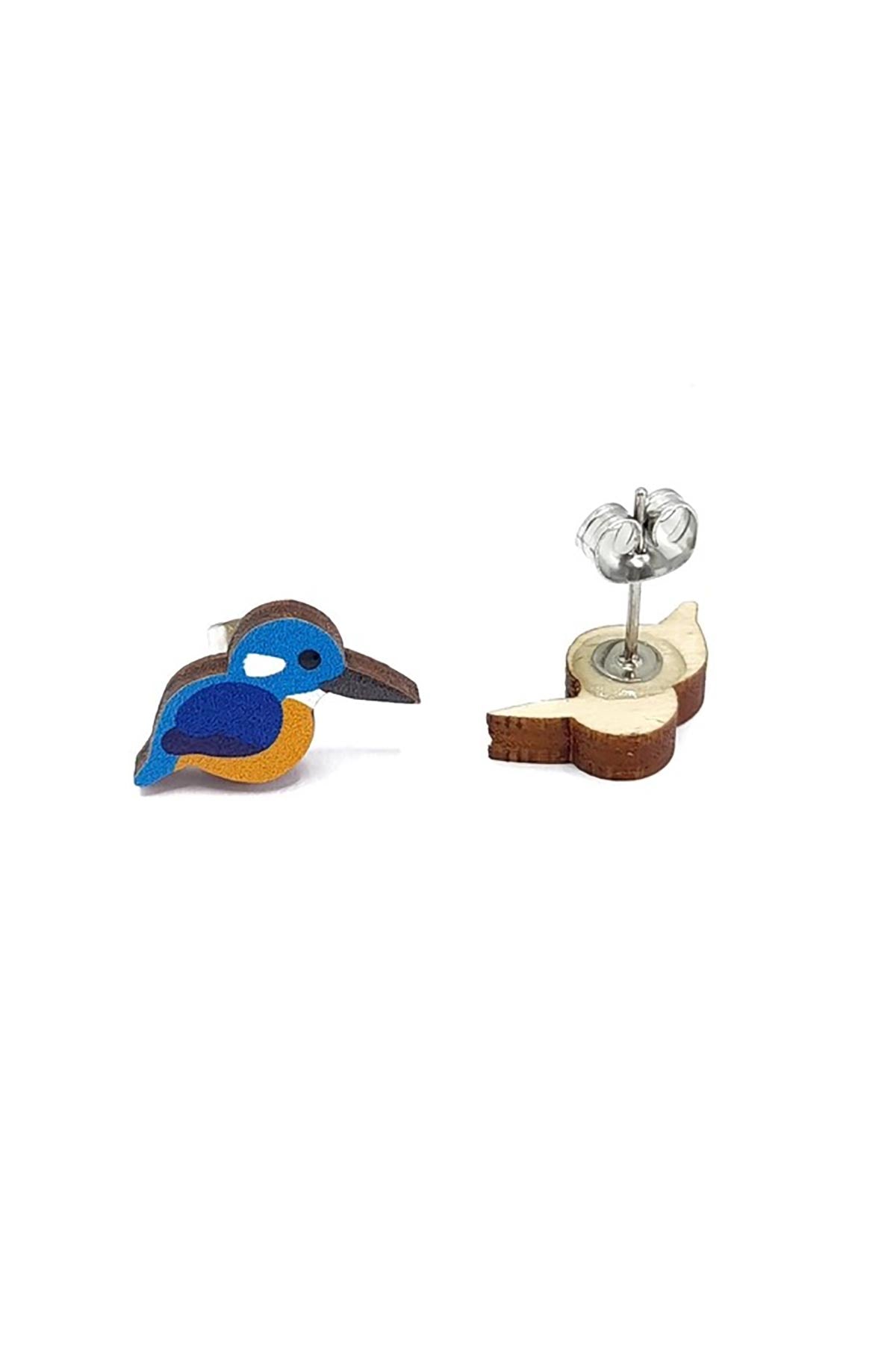 Prickle People Kingfisher Wooden Stud Earrings