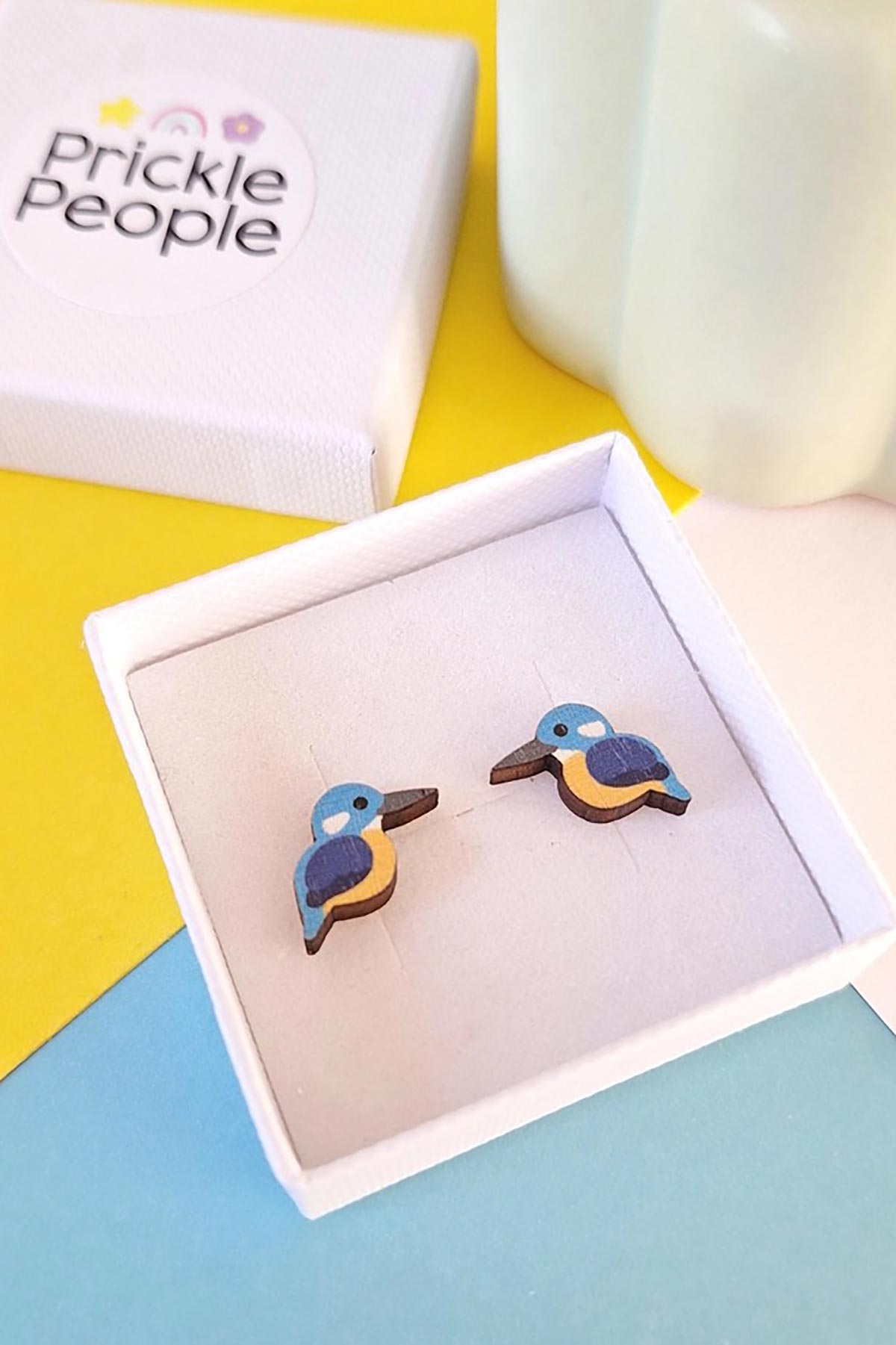 Prickle People Kingfisher Wooden Stud Earrings