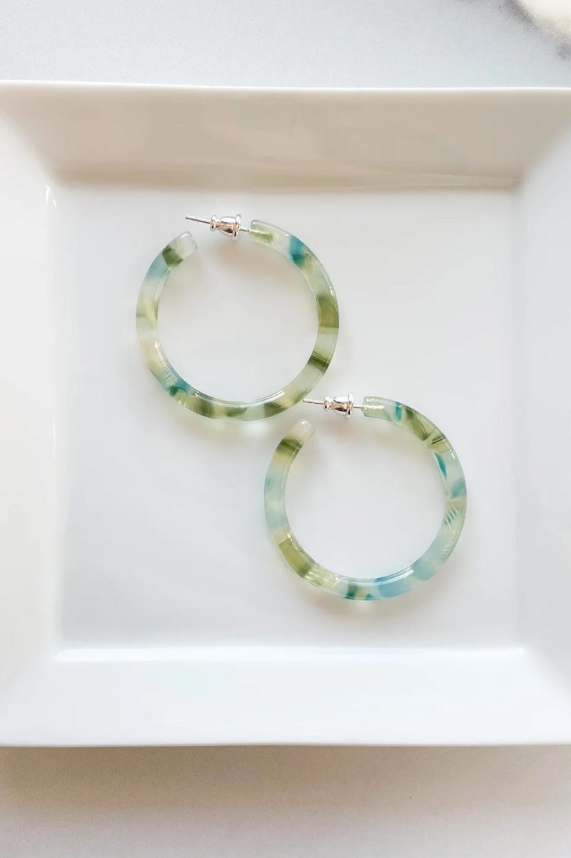 FennaAndFei Large Round Hoop Earrings In Dew Drop