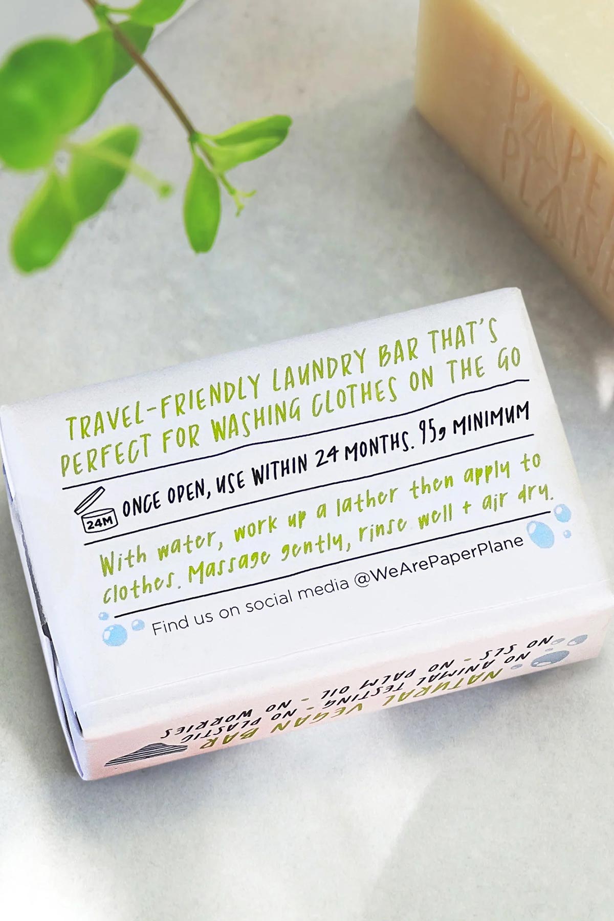 Paper Plane Laundry Bar 100% Natural Vegan Plastic-Free