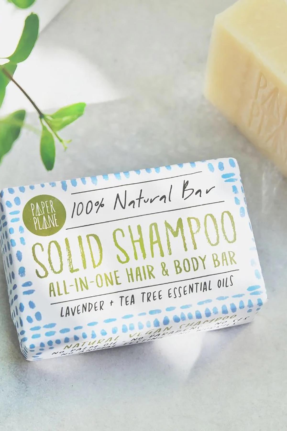 Paper Plane Lavender And Tea Tree 100% Natural Vegan Plastic-Free Solid Shampoo