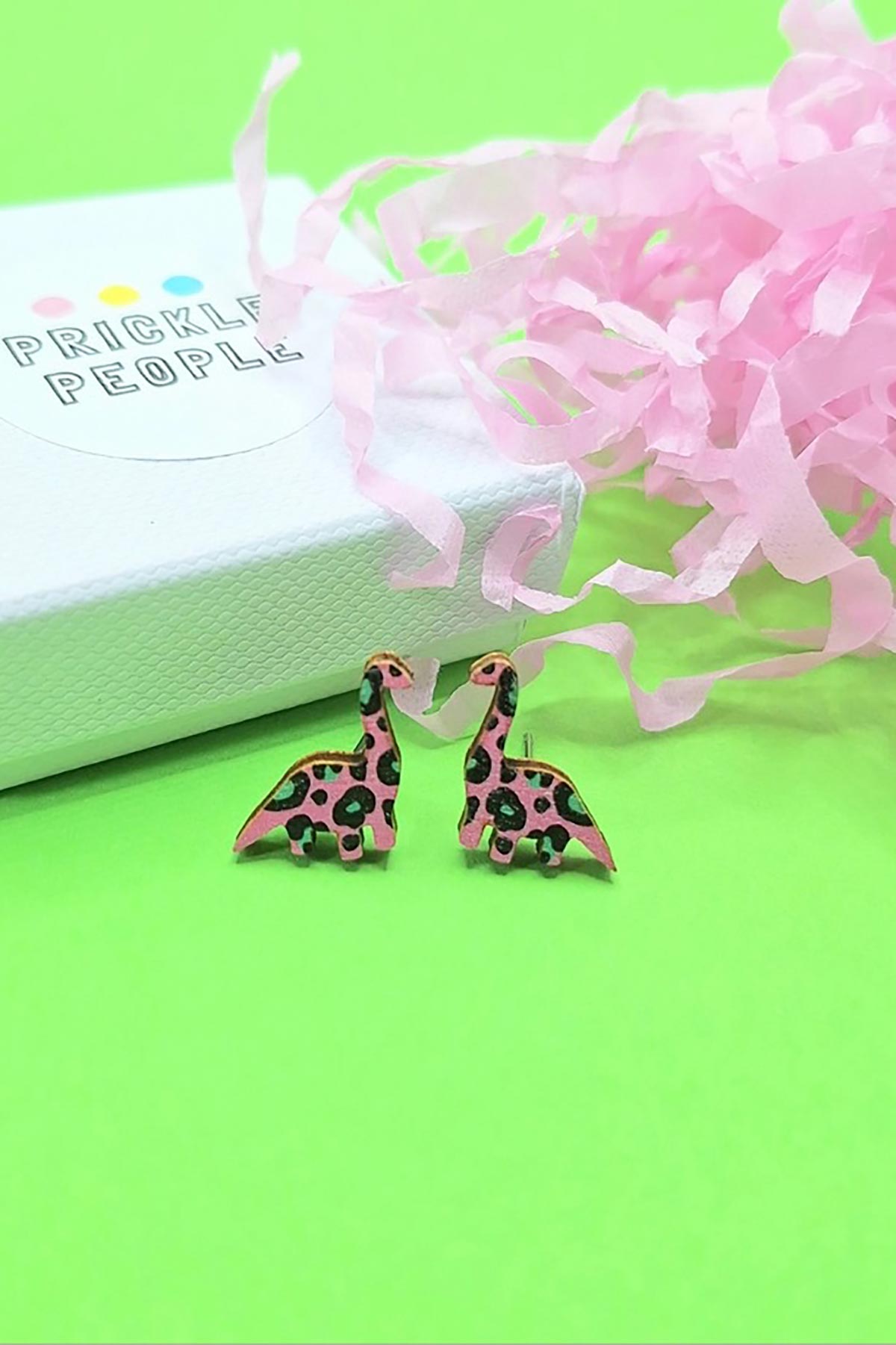 Prickle People Leopard Print Dino Wooden Stud Earrings