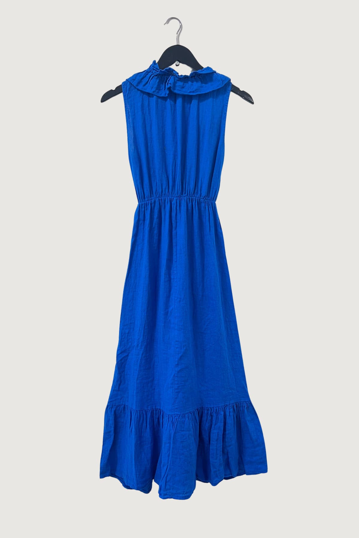 Mia Strada London Linen Cross Over Midi Dress In Royal Blue